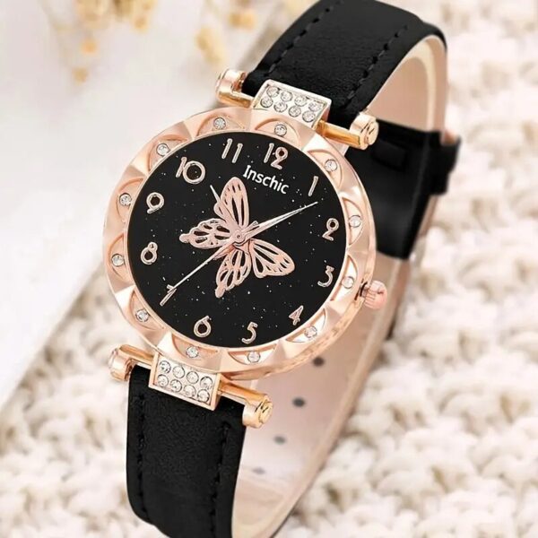Conjunto de 5 Peças, Relógio de Luxo com Strass, Colar, Brincos e Pulseira - Imagem 3