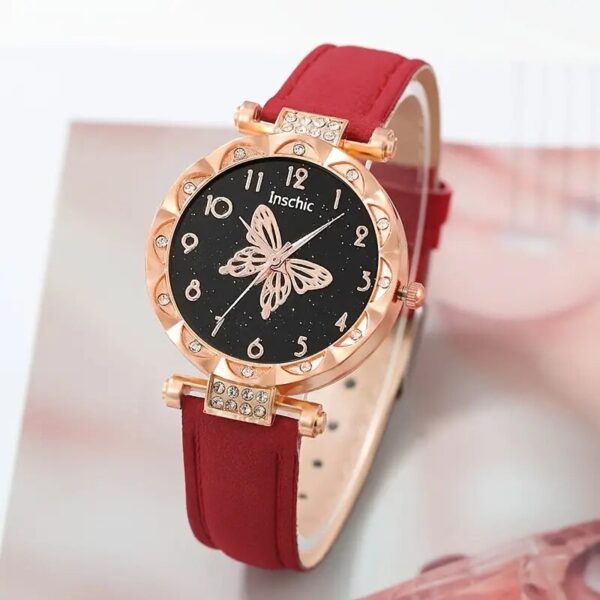 Conjunto de 5 Peças, Relógio de Luxo com Strass, Colar, Brincos e Pulseira - Imagem 5