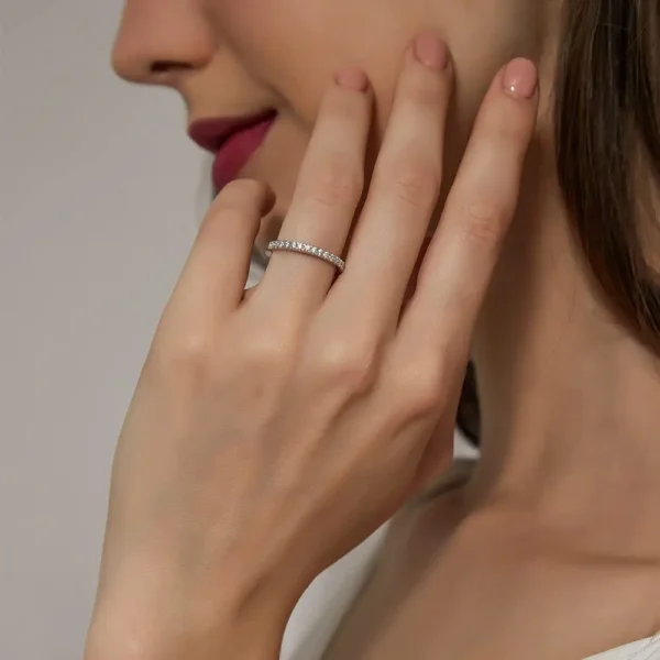 Anéis de Prata Esterlina 925 com Zircônia - Anel Aparador 2mm - Imagem 4