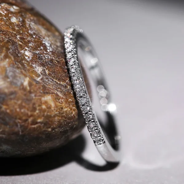 Anéis finos minimalistas de casamento brilhante zircão - Imagem 2
