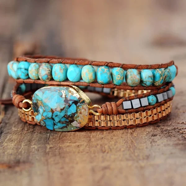 Pulseiras de pedra turquesa estilo vintage