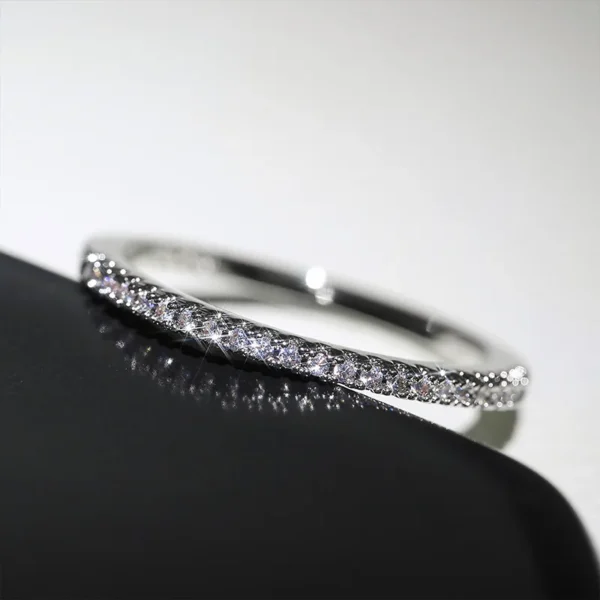 Anéis finos minimalistas de casamento brilhante zircão - Imagem 4