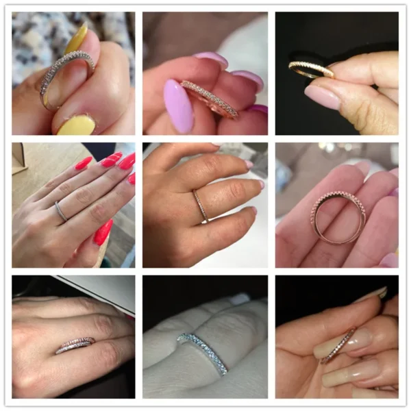 Anéis finos minimalistas de casamento brilhante zircão - Imagem 5