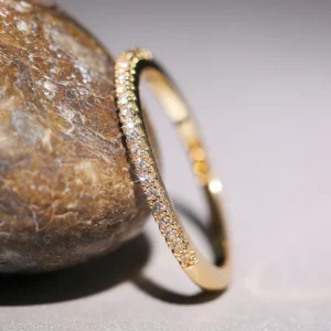Anéis finos minimalistas de casamento brilhante zircão