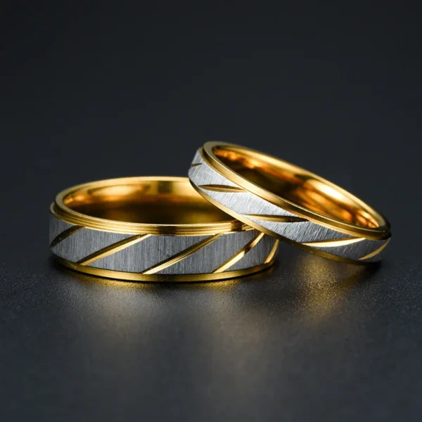 Anéis de casal com padrão de onda - Imagem 2