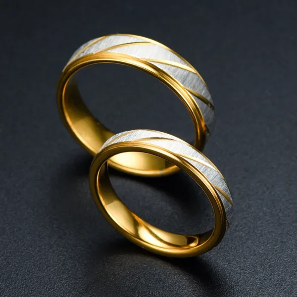 Anéis de casal com padrão de onda - Imagem 5