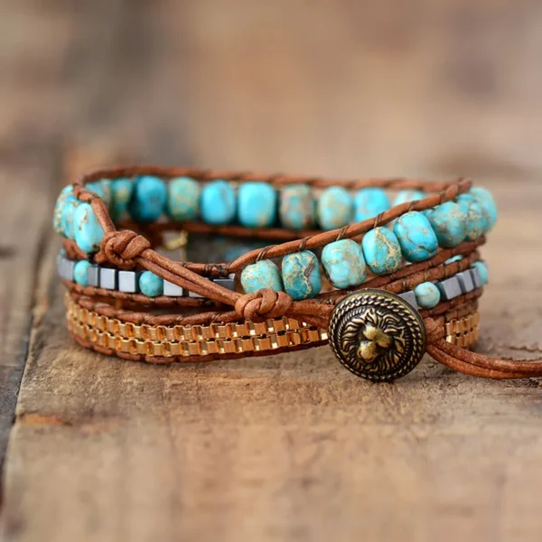 Pulseiras de pedra turquesa estilo vintage - Imagem 3