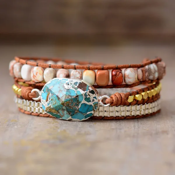 Pulseiras de pedra turquesa estilo vintage - Imagem 5