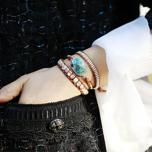 Pulseiras de pedra turquesa estilo vintage - Imagem 6