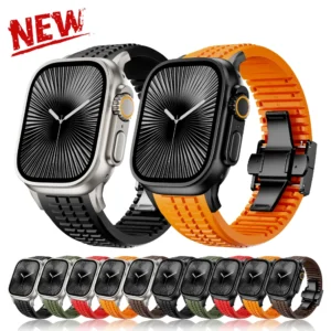 Pulseira Esporte de silicone para apple watch ultra 2 série 10 9 8 7 6 se 5 4 pulseira de luxo para iwatch 44mm 45mm 46mm 49mm pulseira correa